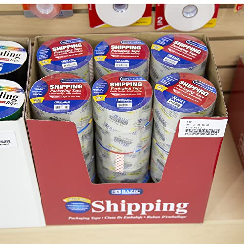BAZIC PRODUCTS Clear Packaging Tape, 1.88 in x 54.6 yd, 2-Pack - size: 2-Pack