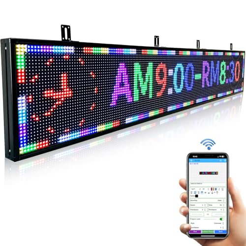 P10 77"X14"Programmable Led Sign Custom Scrolling Outdoor Digital Display Signs For Business Electronic Message Board Creen Panel Wifi Control Advertising Signage - size: P10 77"x14" Indoor & Outdoor