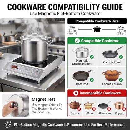 3500W Commercial Induction Cooktop, 220V Induction Hot Plate