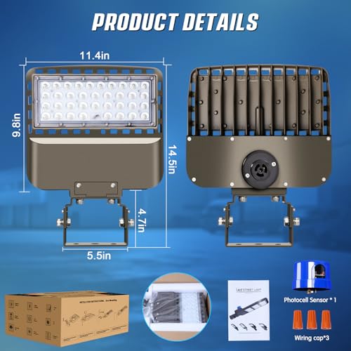 150W Parking Lot Light Dusk to Dawn Photocell 22500LM 3Pack - size: 150W/Trunnion/3PC