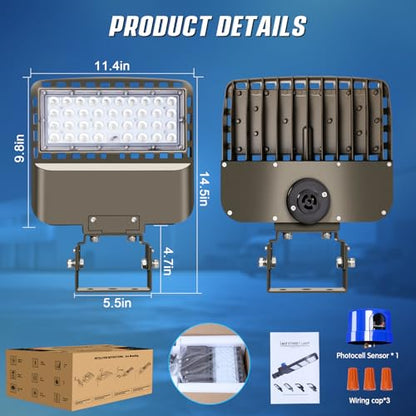 150W Parking Lot Light Dusk to Dawn Photocell 22500LM 3Pack - size: 150W/Trunnion/3PC