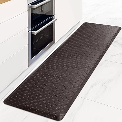 HappyTrends Kitchen Mat Cushioned Anti-Fatigue Floor Mat,17.3"x60",Thick Waterproof Non-Slip Kitchen Mats and Rugs Heavy Duty Ergonomic Comfort Rug for Kitchen,Floor,Office,Laundry,Chocolate - color: Chocolate, size: 60"L x 17.3"W x 0.5"Th