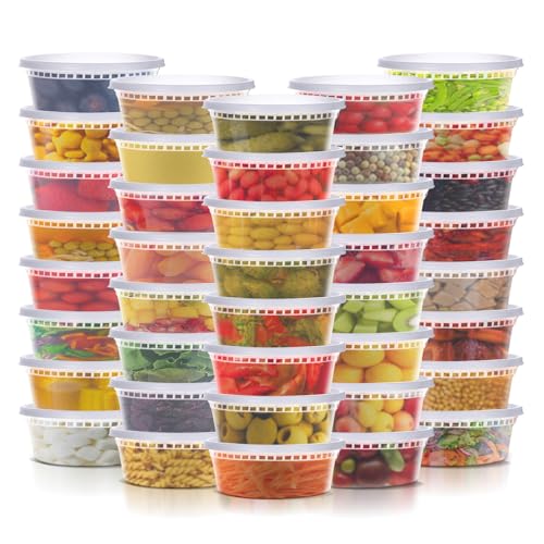 Deli Containers with Lids 8oz- Disposable Soup Containers with Lids 48 Sets - Plastic Container with Lid, Food Container with Leakproof, BPA Free/Microwave/Freezer/Dishwasher Safe - size: 8oz-48pc