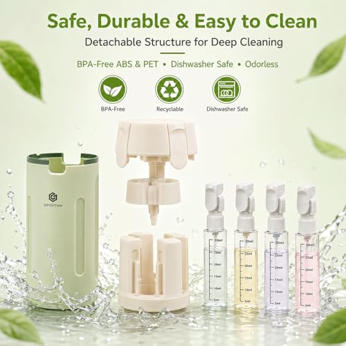 4 in 1 Travel Dispenser Bottle Four One Items Toiletry Containers Shampoo for Toiletries 4in -1 Soap 4-in-1 Leak Proof Rotatable Setpump Creams Sized TSA Refillable Lotion Cosmetic to Fill (White) - color: White