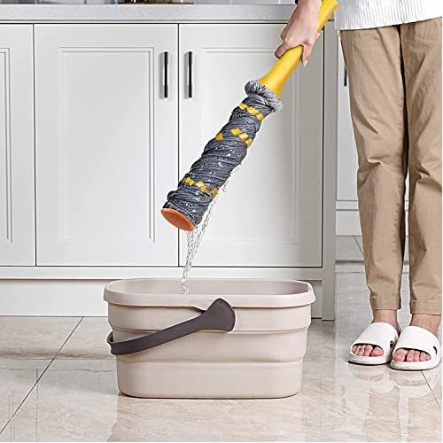 KeFanta Self-Wringing Twist Mop with 1 Extra Refill, 57 " Long Handle, Gray - color: Gray (1 Handle & 2 Mop Heads)