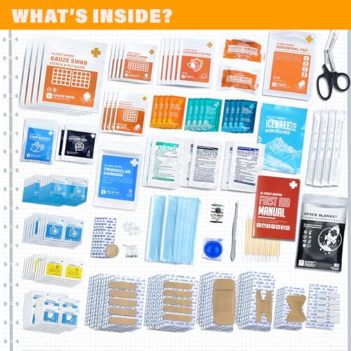 EVERLIT 400 Pcs OSHA Compliant First Aid Kit (Orange) - color: Orange