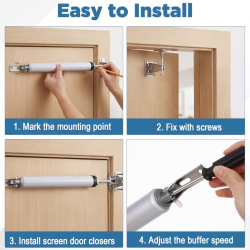 3 Pack Screen Door Closer Kit,Heavy Duty Pneumatic Screen Storm Door Closer
