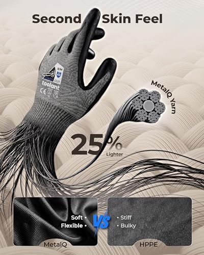 toolant A3/A5 ANSI & EN388 Certified Metal Q ComfyCut Cut Resistant Gloves - size: Medium