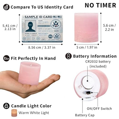 FURORA LIGHTING Pink Marble Real Wax Votive LED Candles, 6-Pack - color: Pink Flat Top, Real Wax