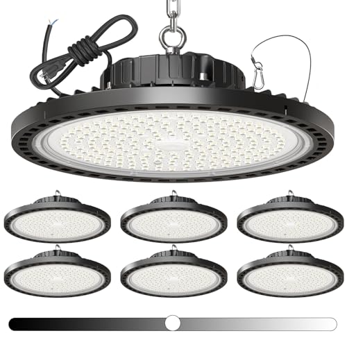 6 Pack UFO LED High Bay Light 0-10V Dimmable 200W 36000LM 5000K - size: 200W