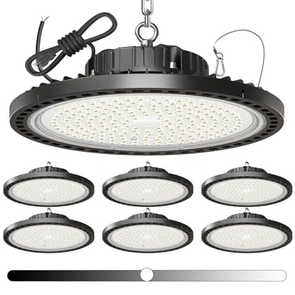 6 Pack UFO LED High Bay Light 0-10V Dimmable 250W 45000LM 5000K - size: 250W