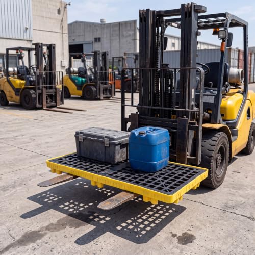 2 Drum Spill Containment Platform with Drain Anti Slip, 48 x 24 x 4'' - size: 48 x 24 x 4 Inches