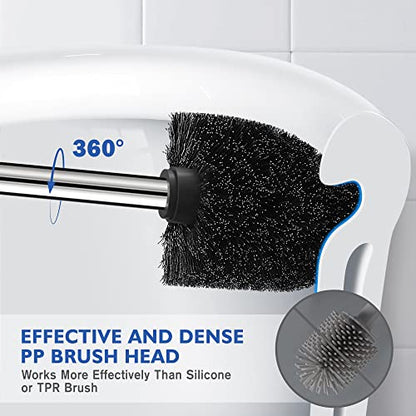 Toilet Brush and Holder, Toilet Brush 304 Stainless Steel, Toilet Bowl Brush for Bathroom Toilet-Ergonomic, Elegant,Durable - color: Silver