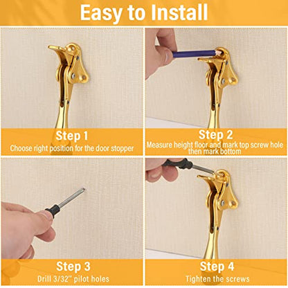 Chumia Heavy Duty Kick Down Door Stopper Metal Doorstop, Gold, 12 Pcs - color: Gold