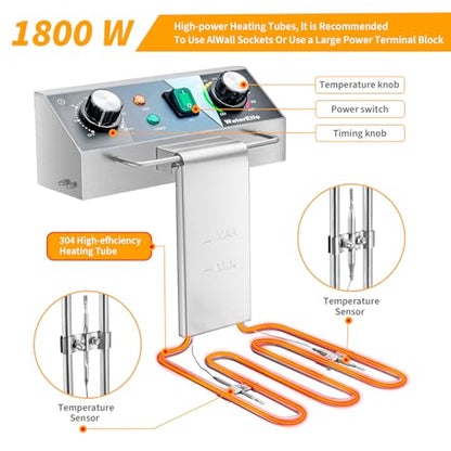 WaterElfo Deep Fryer Commercial Deep Fryers With Basket13Lx2 13.7Qt x 2 Thicken With Precise Temperature Control Timer Double Deep Fryer With 2 Baskets1800Wattsx2 120V Countertop Fryer Restaurant - size: 26L 3600W