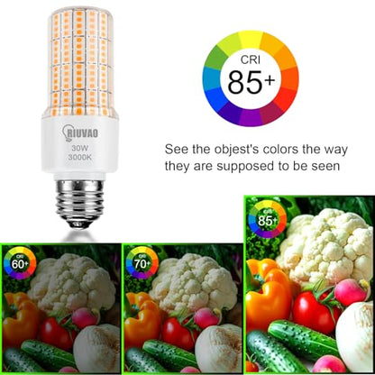 RIUVAO LED Corn Light Bulb 300w Equivalent 3750Lumen 3000K Cool Daylight White 30W E26/E27 Base Ceiling Fan Led Light Bulb for Home Garage Warehouse Indoor Outdoor Led Corn Bulb Pack of 3 - style: 3pck 3000K