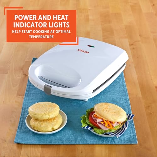 Imusa USA GAU-80300 4 Slot Electric Arepa Maker with Nonstick Surface (1,200-Watts), White - size: 4 Slot, style: Arepa maker