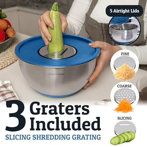 28pc Stainless Steel Mixing Bowls with Lids Set, 1.5-5 Qt, Blue - color: Utensils - Blue