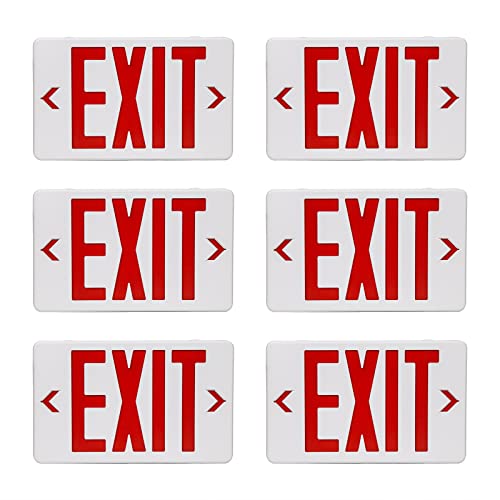 TANLUX Red Exit Sign, LED Emergency Exit Light with Battery Backup, UL Listed, AC 120/277V, Hardwired Exit Signs with Emergency Lights, Commercial Emergency Lights for Business - 6 Pack - color: Red, size: 6 Pack