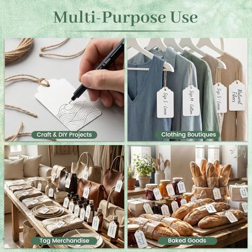 SallyFashion 100 PCS Gift Tags with String Attached, Kraft Paper Hang Tags - color: White