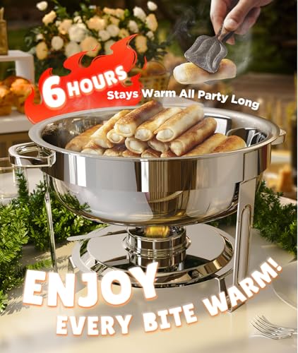Chafing Dishes for Buffet 4 Pack, 6QT [Worry-Free Assemble] Food Warmers for Parties Buffet [Mirror-Like Polished Finish Stainless Steel Round Chafing Dish Buffet Set with Complete Set - color: Silver, size: 4 PACK
