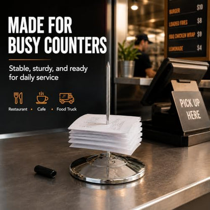 Receipt Holder, Receipt Spike for Restaurants, Stainless Steel Check Spindle Bill Fork with Solid Heavy-Duty Non-Slip Base, Receipt Memo Note Holder for Cafes, Food Trucks, Offices, 1 Pack - style: 1 PACK
