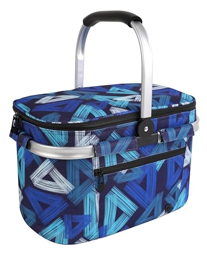 Picnic Basket, 22L Insulated Cooler Foldable, Thick, Triangle Pattern - color: Triangle Pattern, size: Medium