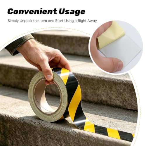 6-Piece Caution Tapes Roll, Black and Yellow Floor Safety Marking Tapes