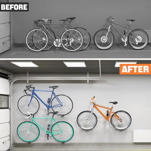 TORACK Wall-mounted Bike Pedal Hanger, Horizontal Bike Rack for Garage Wall - style: 3 Pack