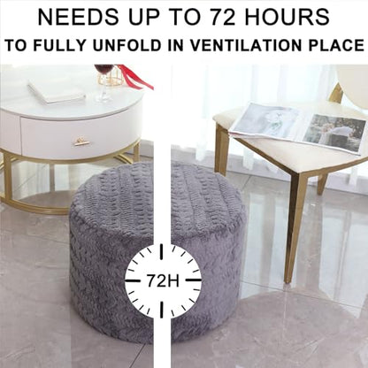 Asuprui Round Footstool Ottoman Gray, 20x14 Inches,Floor Pouf Sofa Footrest - color: Grey, size: 20"D x 20"W x 14"H