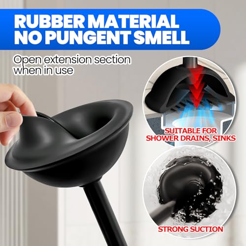4in1 Toilet Plunger and Brush Set - Home Bathroom Cleaning Tools - color: Black