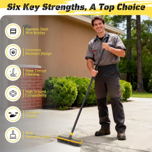 2 in 1 Stainless Steel Wire Brush Heavy Duty Floor Deck Scrub