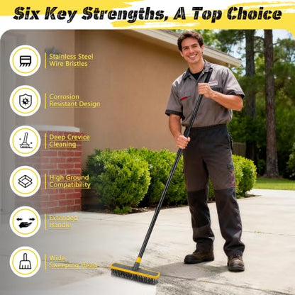 2 in 1 Stainless Steel Wire Brush Heavy Duty Floor Deck Scrub