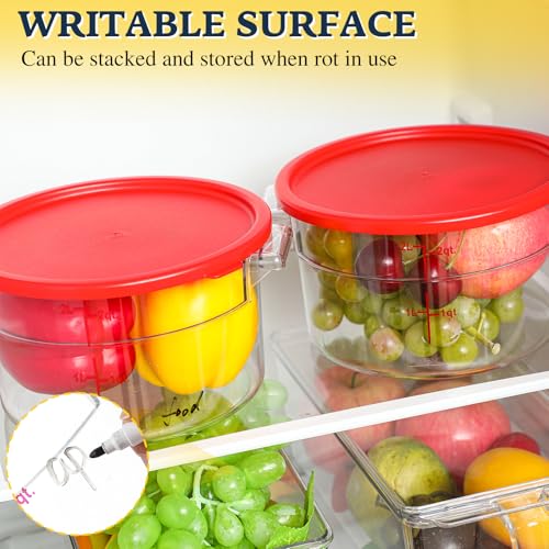 Ziliny 1 Pcs 2 Qt Dough Proofing Container with Lid and Red Scale, Red - color: Red, size: 2 Qt