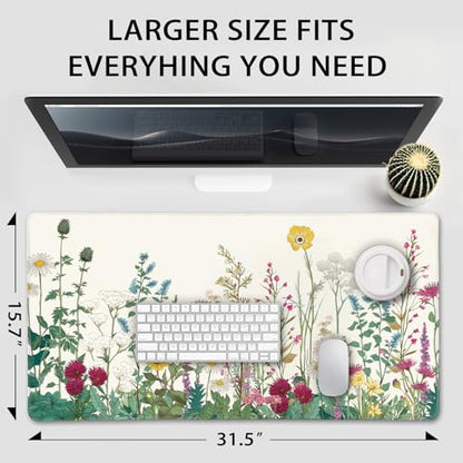 Wildflower Garden Large Desk Mat Gaming Mouse Pad 31.5"x15.7" - color: Floral Garden