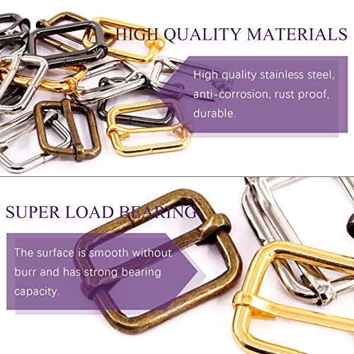 Swpeet 60Pcs Heavy Duty 1 Inch / 25mm Metal Rectangle Adjuster Triglides Slides Buckle, Webbing Belts Buckle Metal Rings for for Belt Bags DIY Accessories Keychains - Sliver, Bronze, Gold, Gun-Black - style: Metal Adjuster Triglides Slides Buckle