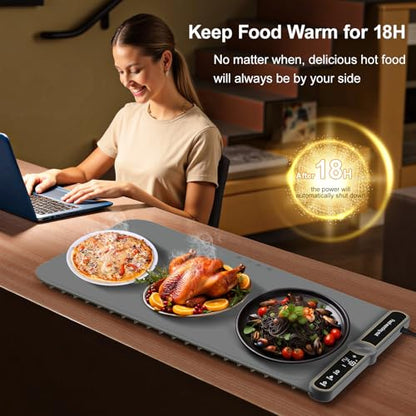 Extra Large Warming Mat for Food XXL 40X15” Parties Buffet Food Warmer 550W - size: Grey-XXL 15*40in
