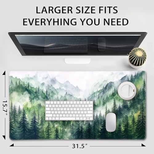 Misty Forest Mountain Gaming Mouse Pad Desk Mat 31.5"x15.7" - color: Misty Forest Mountain