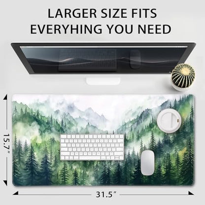 Misty Forest Mountain Gaming Mouse Pad Desk Mat 31.5"x15.7" - color: Misty Forest Mountain