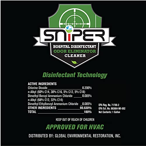 SNiPER Hospital Disinfectant, Odor Eliminator & All-Purpose Cleaner, 1 Gallon, Pallet of 144 Gallons - size: 128 Fl Oz (Pack of 144)