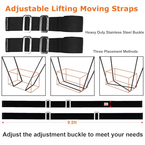 Furniture Moving Straps with Chest Buckle, 2-Person Lifting and Moving System, Adjustable Carrying Moving Shoulder Strap for Furniture, Appliances, Mattresses Heavy Objects up to 1000lbs - color: Black