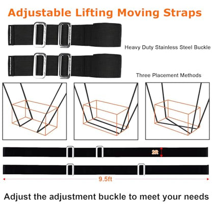Furniture Moving Straps with Chest Buckle, 2-Person Lifting and Moving System, Adjustable Carrying Moving Shoulder Strap for Furniture, Appliances, Mattresses Heavy Objects up to 1000lbs - color: Black