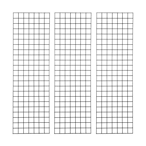 Bonnlo 6' x 2' Wire Grid Panel for Retail Display Gridwall, Wire Grid Wall Display Rack, 3-Pack Black