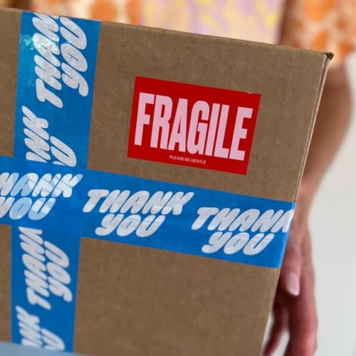 Fragile Stickers – Red and Pink Handle with Care Labels, 2x3 Inch – Roll of 250 for Moving Boxes and Packing Supplies