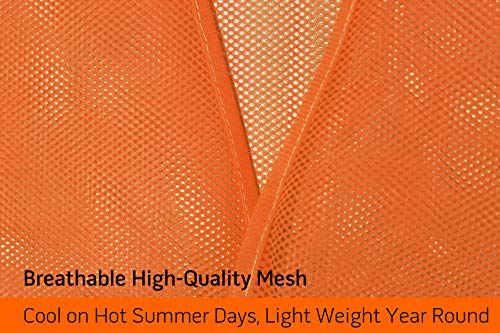 PeerBasics Safety Vests 20 Pack - Orange Reflective High Visibility, Men Women, Work, Cycling, Runner, Surveyor, Volunteer, Crossing Guard, Road, Construction - color: Orange, size: 20