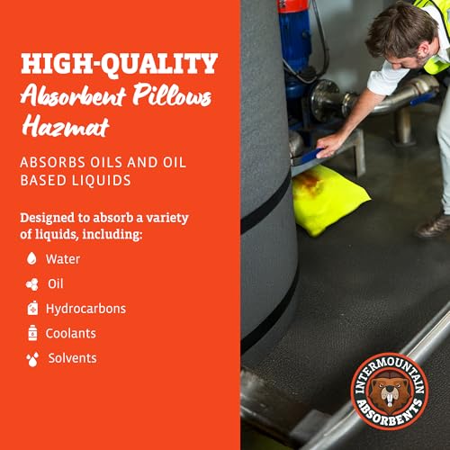 Universal Absorbent Pillows Hazmat - 9"x15" Water & Oil Absorbent Pillows for Spill Kits, Hydrocarbon & Oil Spill Containment, Flood Cleanup, Spill Containment (8 Per Box) - size: 9" x 15"
