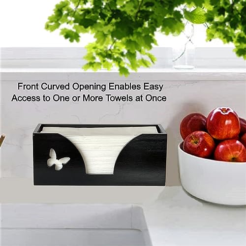 Countertop Paper Towel Dispenser With Engraved Butterfly - Compatible With C-Fold, Multifold, Trifold & Z Fold Hand Napkins 10.5" x 4.0" or Smaller - Black Bamboo - color: Black