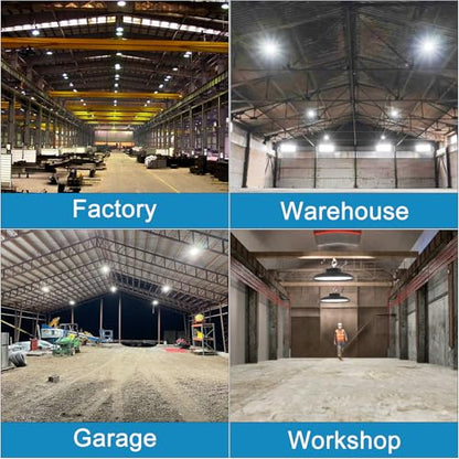 Lightdot 600W High Bay LED Light 90000lm Commercial Bay Lighting AC100-277V (Driver Equipped, 5Yrs Warranty) UFO LED High Bay Shop Light for Warehouse,Workshop, Garage & Barn,Plug & Play-2Pack