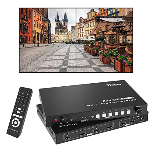 4K HDMI Video Wall Controller - 2x2, 4K@30Hz Processor for 2 HDMI Inputs & 4 Outputs, Supports 1x1 to 4x1 & 180 Rotation - size: 2 in 4 out - 2x2