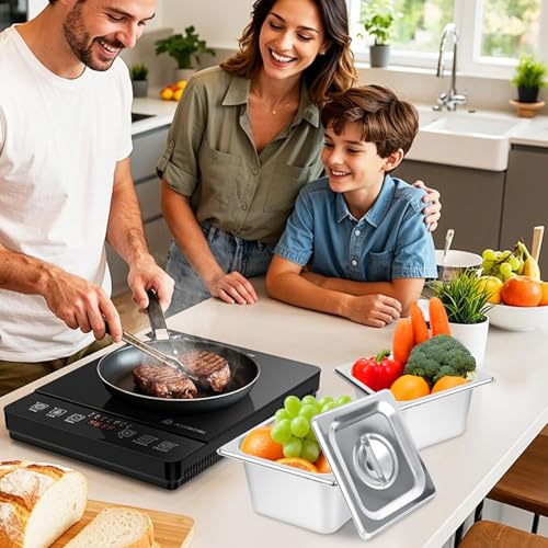 6 Set Stainless Steel Hotel Pans 1/6 Size 4 Inch Deep with Lids Steam Table Pans with Lids 4 Inch Deep 1/6 Size Stainless Steel Restaurant Pan Metal Food Pan with Lid for Hotel, Buffet, Home - size: 1/6 Size 4 Inch Deep
